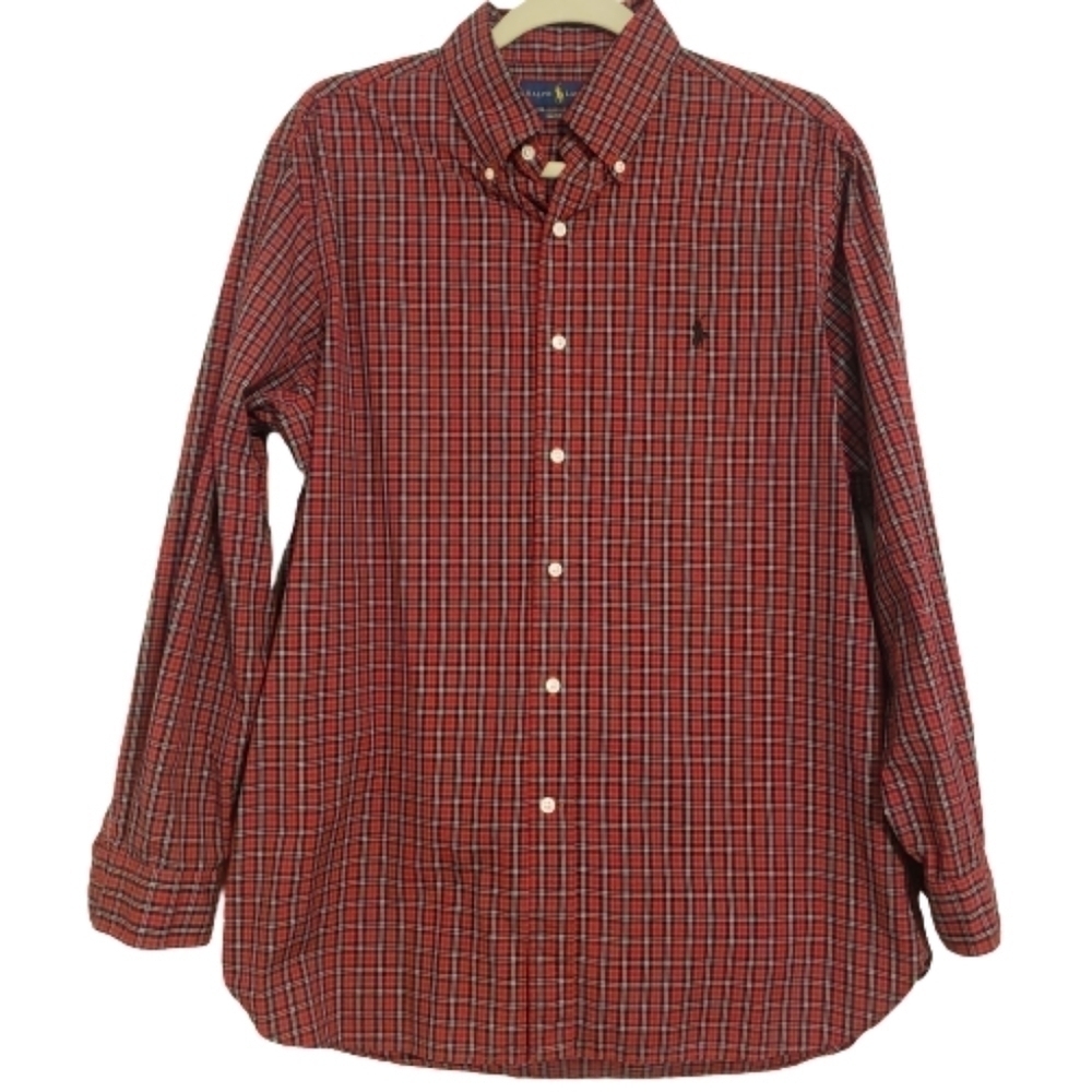 Ralph lauren Stretch Poplin button down long sleeve shirt size 16 32-33